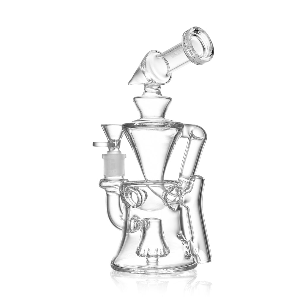 Unique Recycler 'Hour Glass' Style Bong Water Pipe - 8.4" Tall, Clear Borosilicate Glass, Unique Conical Percolator - EG Glass