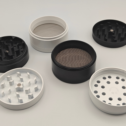 Ceramic Coated Aluminum Tobacco Herb Four Piece Grinder & Shredder - Multiple Colors