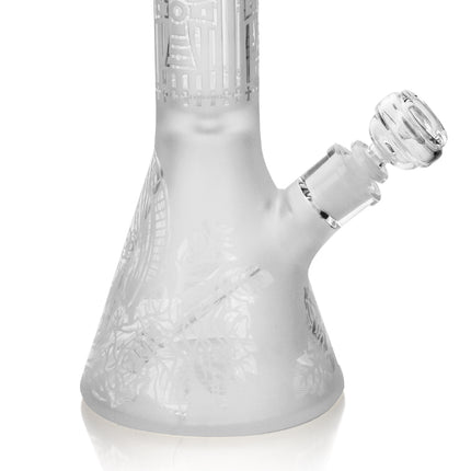 Premium Sandblasted Frosted Water Bong, Cross Symbol Design | 15" Tall, Ice Catcher, Available in Multiple Colors