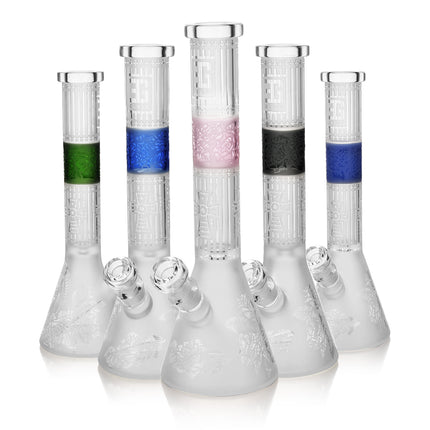 Premium Sandblasted Frosted Water Bong, Cross Symbol Design | 15" Tall, Ice Catcher, Available in Multiple Colors