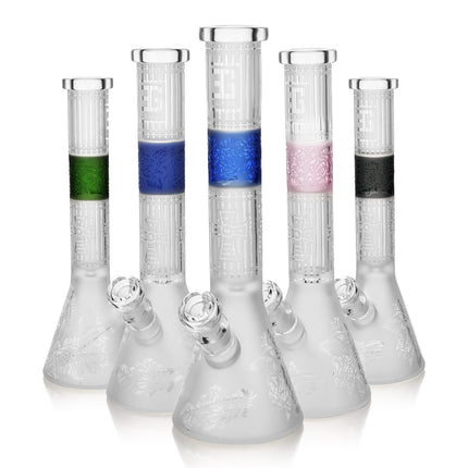 Premium Sandblasted Frosted Water Bong, Cross Symbol Design | 15" Tall, Ice Catcher, Available in Multiple Colors