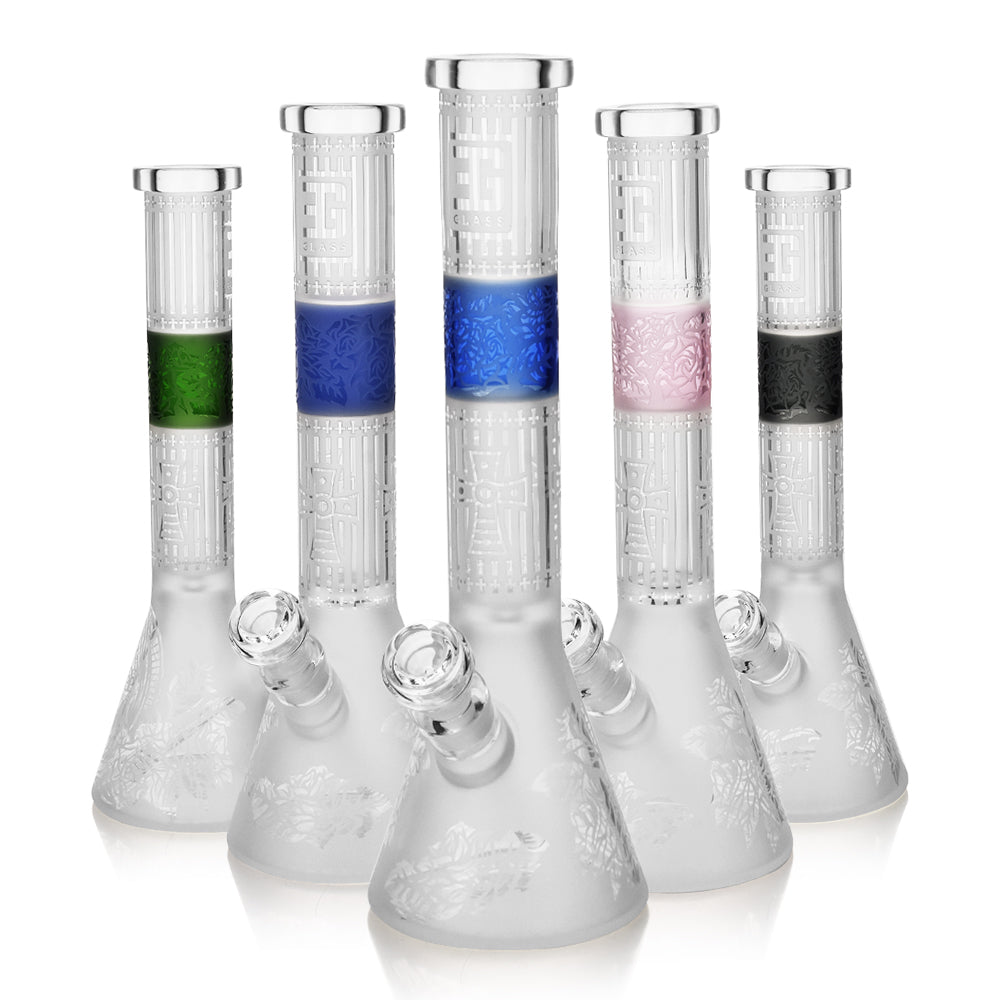 Premium Sandblasted Frosted Water Bong, Cross Symbol Design | 15" Tall, Ice Catcher, Available in Multiple Colors