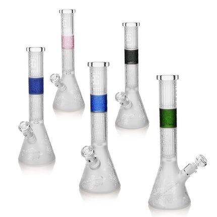Premium Sandblasted Frosted Water Bong, Cross Symbol Design | 15" Tall, Ice Catcher, Available in Multiple Colors