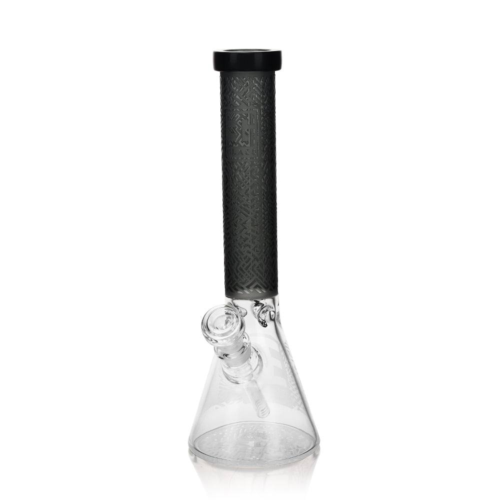 Premium Sandblasted Water Bong, Exotic Labyrinth Design | 15" Tall, Multiple Colors