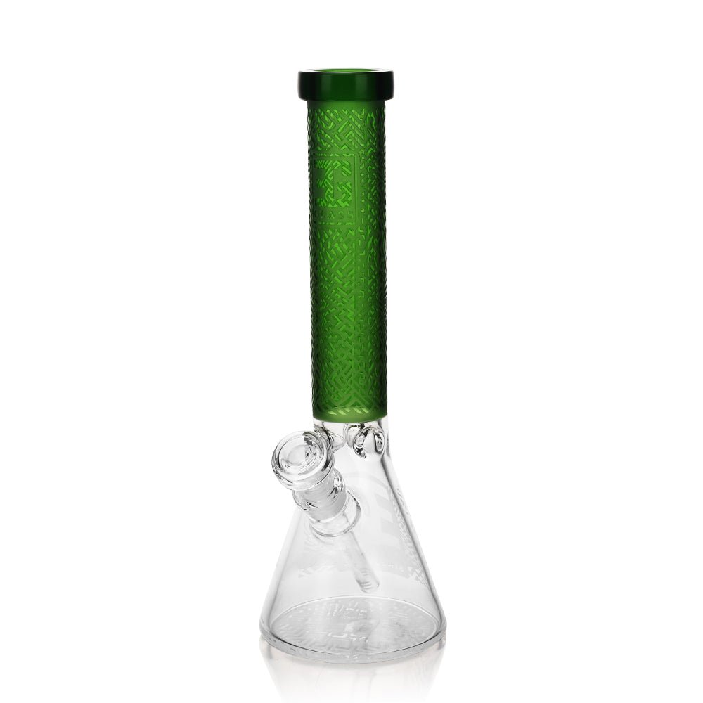 Premium Sandblasted Water Bong, Exotic Labyrinth Design | 15" Tall, Multiple Colors