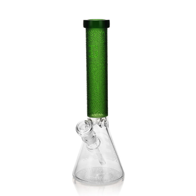 Premium Sandblasted Water Bong, Exotic Labyrinth Design | 15" Tall, Multiple Colors
