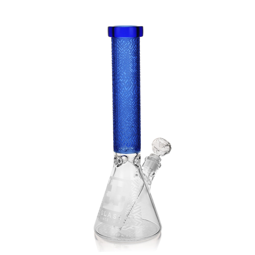 Premium Sandblasted Water Bong, Exotic Labyrinth Design | 15" Tall, Multiple Colors