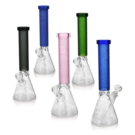 Premium Sandblasted Water Bong, Exotic Labyrinth Design | 15" Tall, Multiple Colors