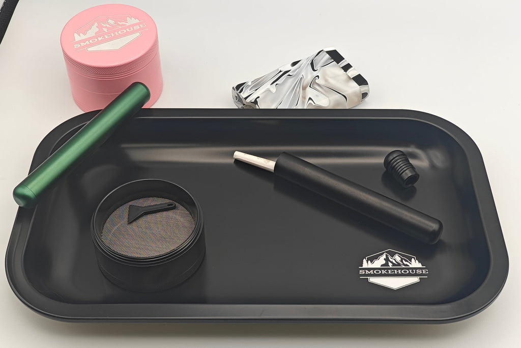 Matte Black Aluminum Metal Rolling Tray - 11x7" Medium Size - Personal Use Tray - SMOKEHOUSE