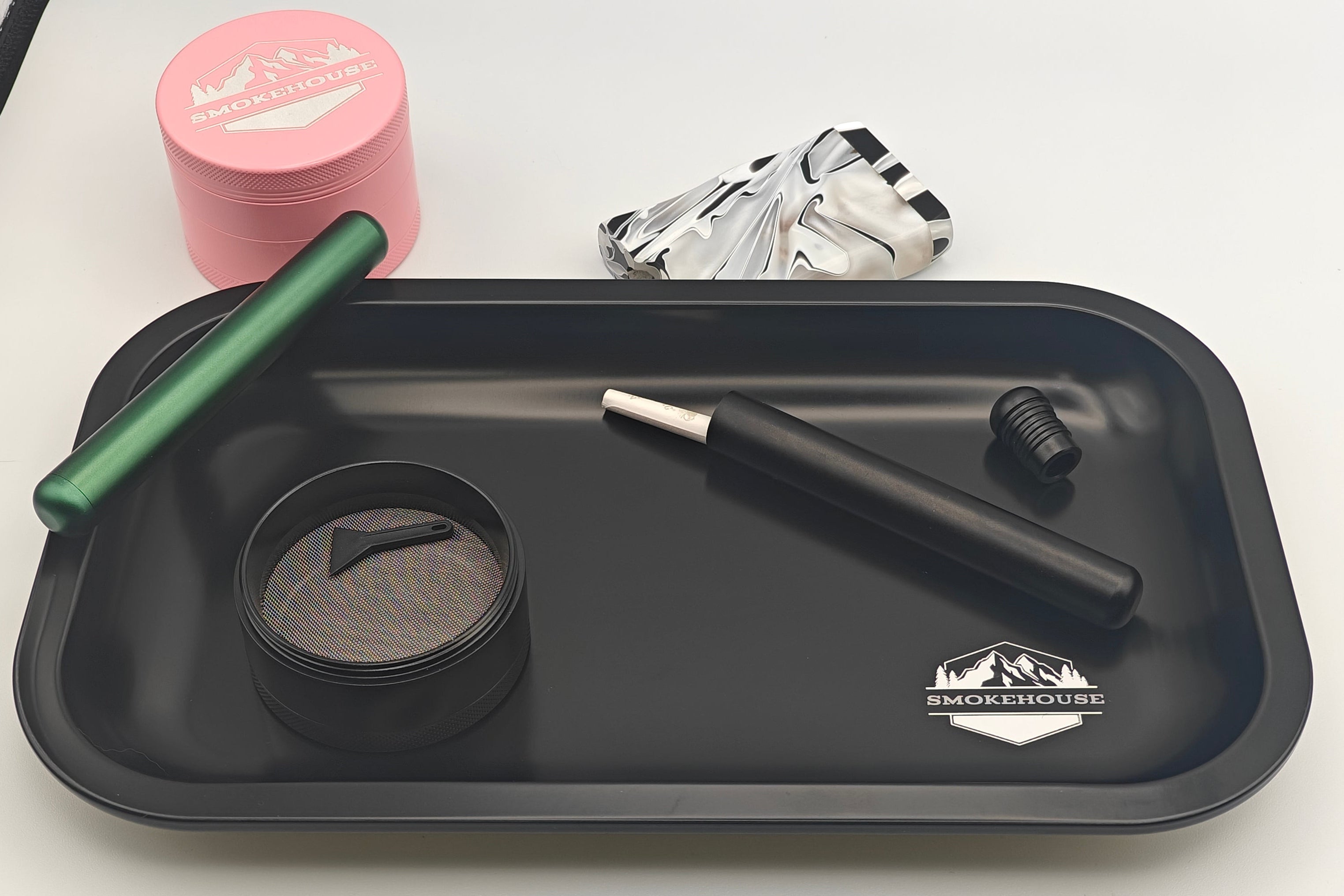 Matte Black Aluminum Metal Rolling Tray - 11x7" Medium Size - Personal Use Tray - SMOKEHOUSE