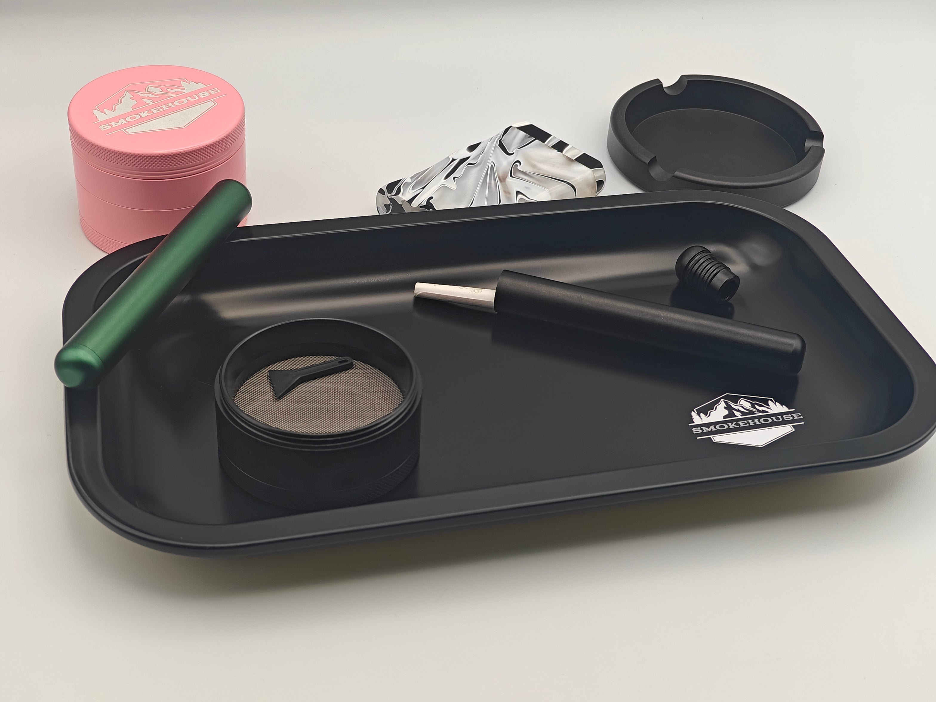 Matte Black Aluminum Metal Rolling Tray - 11x7" Medium Size - Personal Use Tray - SMOKEHOUSE