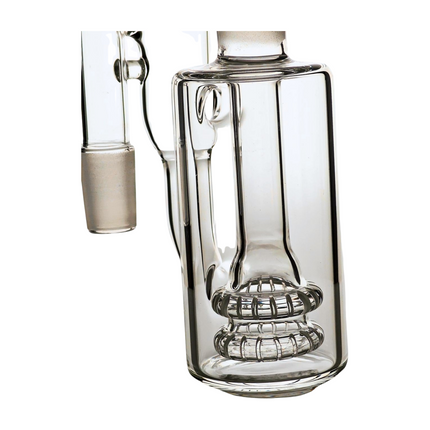 Straight Wet Ash Catcher, Clear Thick Glass w/ Dual Circular Percolators - 90 degree, 14mm or 18mm Male & Female Joints