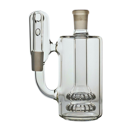 Straight Wet Ash Catcher, Clear Thick Glass w/ Dual Circular Percolators - 90 degree, 14mm or 18mm Male & Female Joints