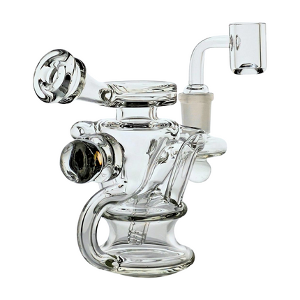 SKOVEN Glass Miniature Recycler Dab Rig | 5.5" Inches Tall, Built in Diffuser