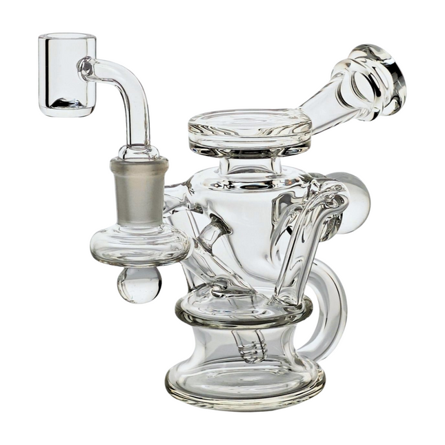 SKOVEN Glass Miniature Recycler Dab Rig | 5.5" Inches Tall, Built in Diffuser