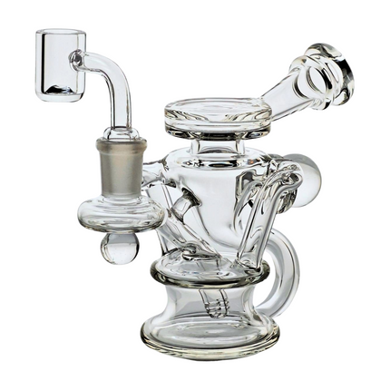SKOVEN Glass Miniature Recycler Dab Rig | 5.5" Inches Tall, Built in Diffuser