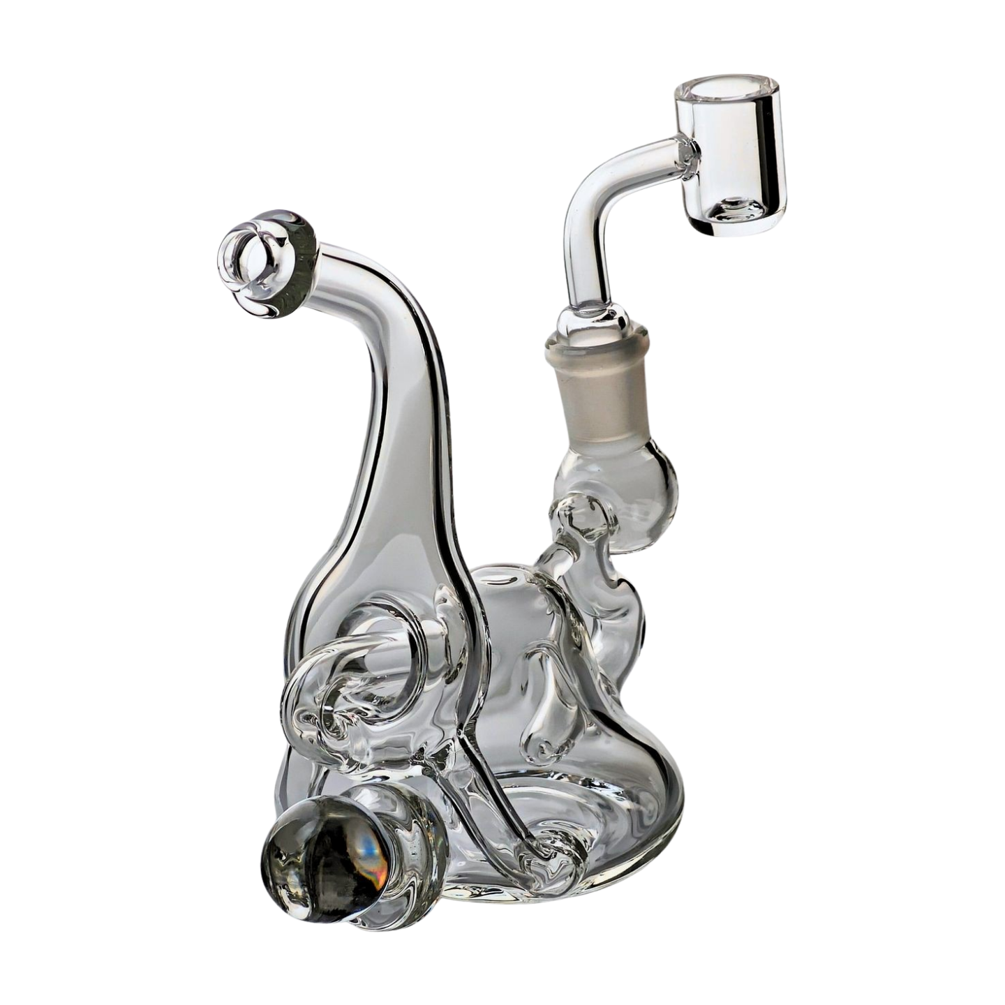 SKOVEN Glass Miniature Bent Goose Neck Recycler Dab Rig | 5.5" Inches Tall, Built in Diffuser