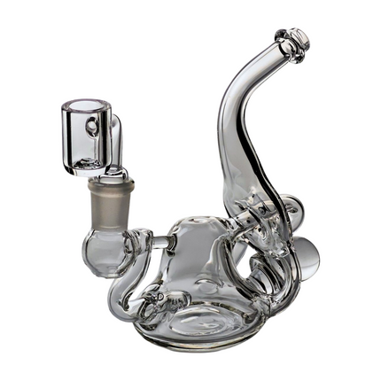 SKOVEN Glass Miniature Bent Goose Neck Recycler Dab Rig | 5.5" Inches Tall, Built in Diffuser