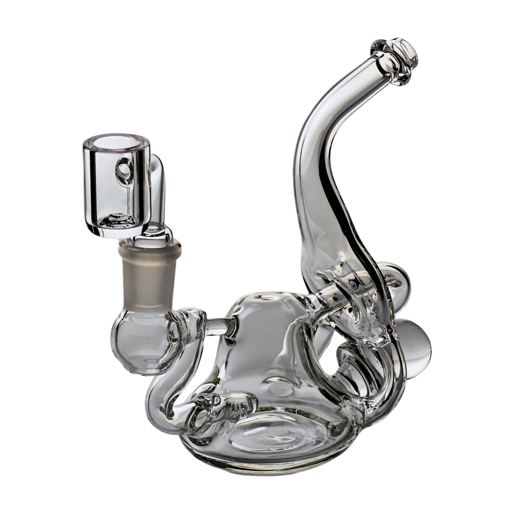 SKOVEN Glass Miniature Bent Goose Neck Recycler Dab Rig | 5.5" Inches Tall, Built in Diffuser