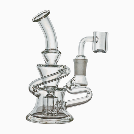 SKOVEN Glass Small Bent Neck Recycler Dab Rig | 7" Inches Tall, Built in Diffuser | From The 'Axis' Collection
