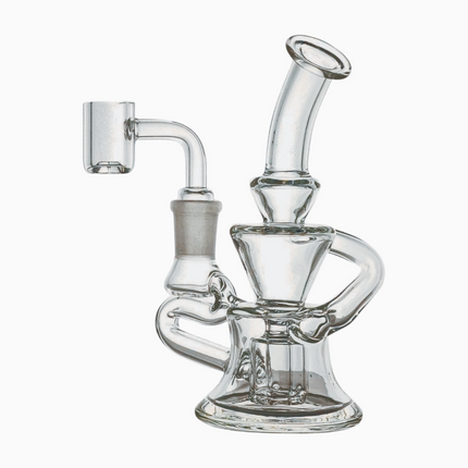 SKOVEN Glass Small Bent Neck Recycler Dab Rig | 7" Inches Tall, Built in Diffuser | From The 'Axis' Collection
