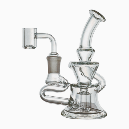 SKOVEN Glass Small Bent Neck Recycler Dab Rig | 7" Inches Tall, Built in Diffuser | From The 'Axis' Collection