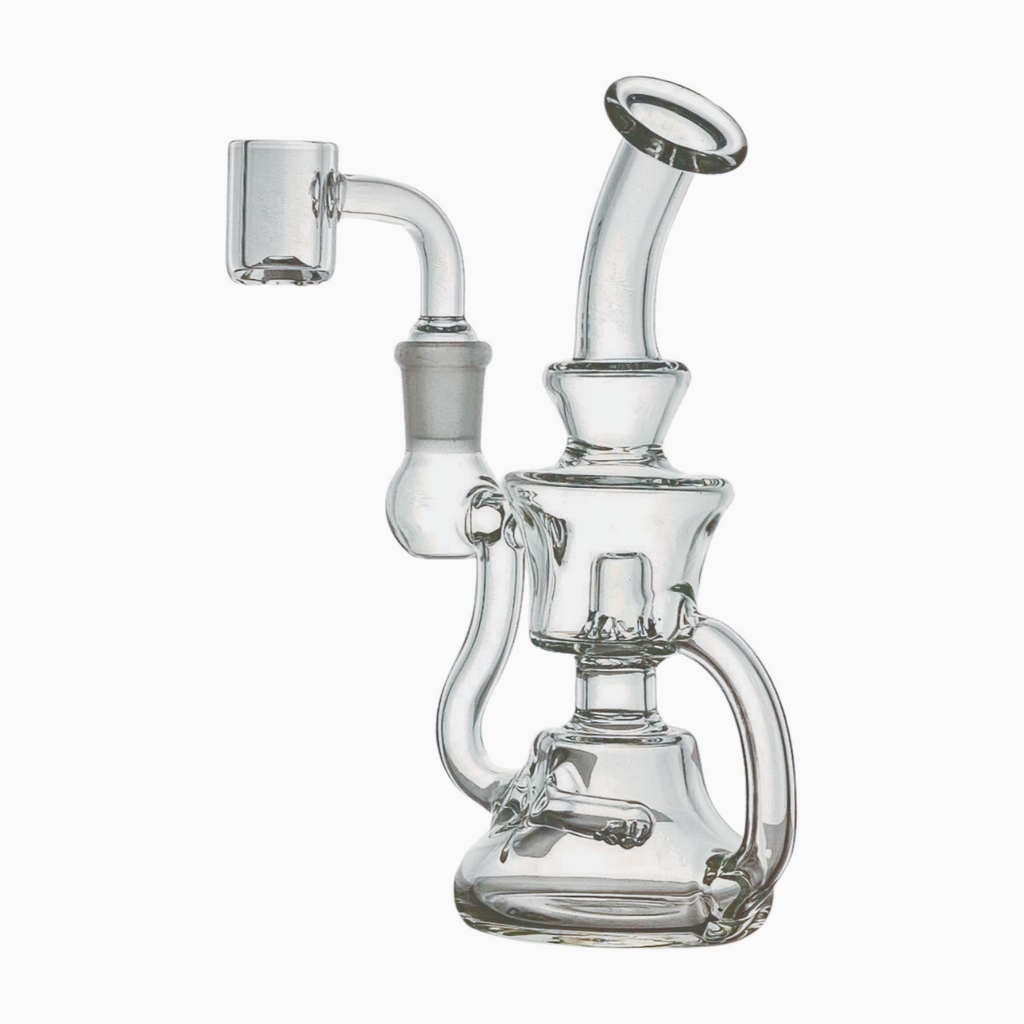 SKOVEN Glass Miniature Bent Neck Recycler Dab Rig | 5.5" Inches Tall, Built in Diffuser