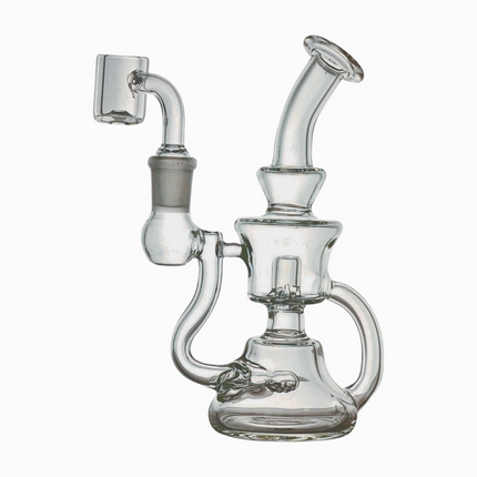 SKOVEN Glass Miniature Bent Neck Recycler Dab Rig | 5.5" Inches Tall, Built in Diffuser