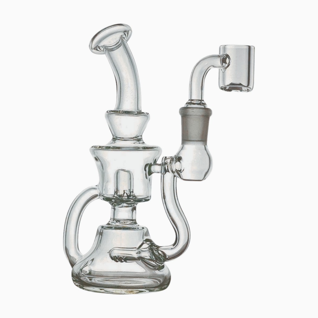 SKOVEN Glass Miniature Bent Neck Recycler Dab Rig | 5.5" Inches Tall, Built in Diffuser