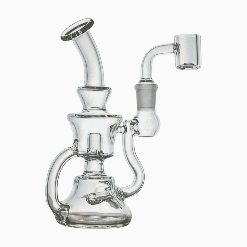 SKOVEN Glass Miniature Bent Neck Recycler Dab Rig | 5.5" Inches Tall, Built in Diffuser