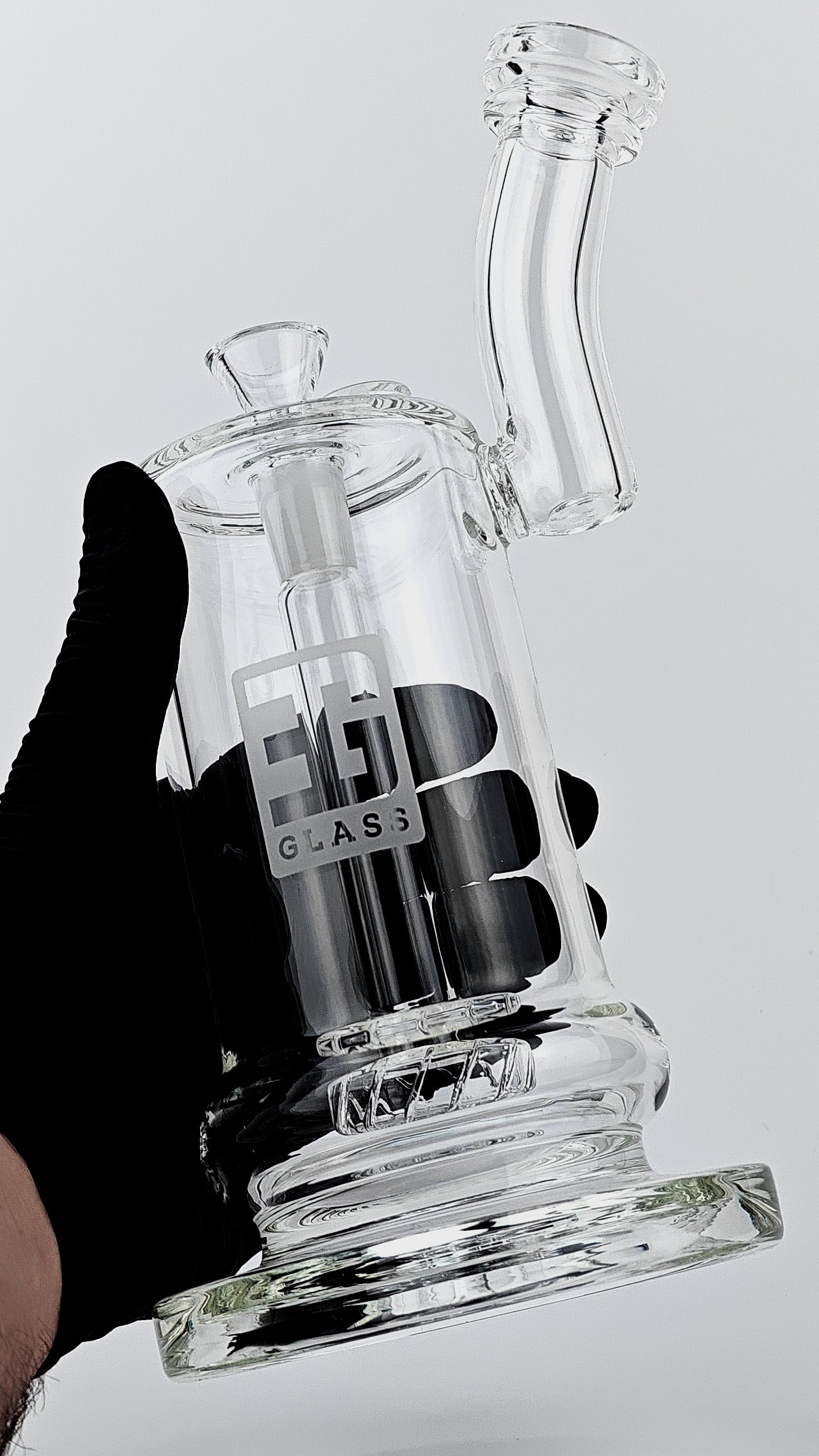 Premium Bent Neck Bubbler Bong Water Pipe, Turbo Percolator Design - 11" Tall | EG Glass