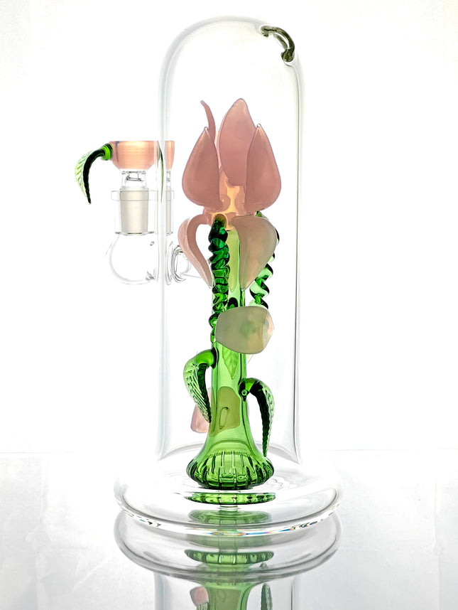 Rose Flower Bong Rig | 5mm Thick Glass, Showerhead Percolator | Available in Pink, Red, or Blue