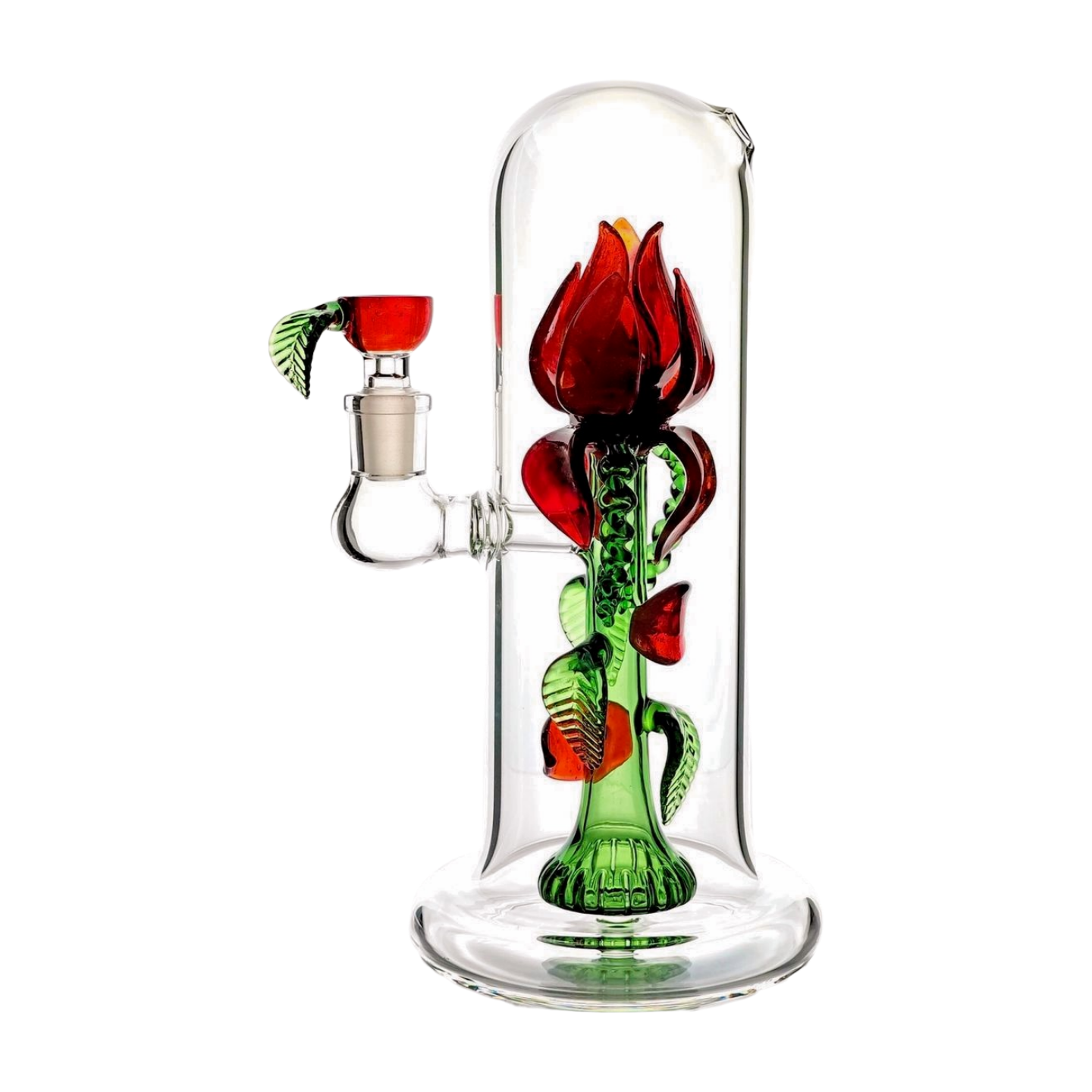 Rose Flower Bong Rig | 5mm Thick Glass, Showerhead Percolator | Available in Pink, Red, or Blue