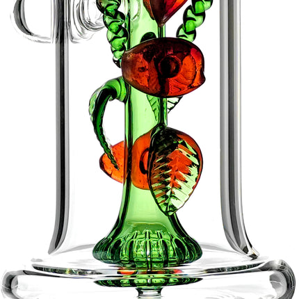 Rose Flower Bong Rig | 5mm Thick Glass, Showerhead Percolator | Available in Pink, Red, or Blue