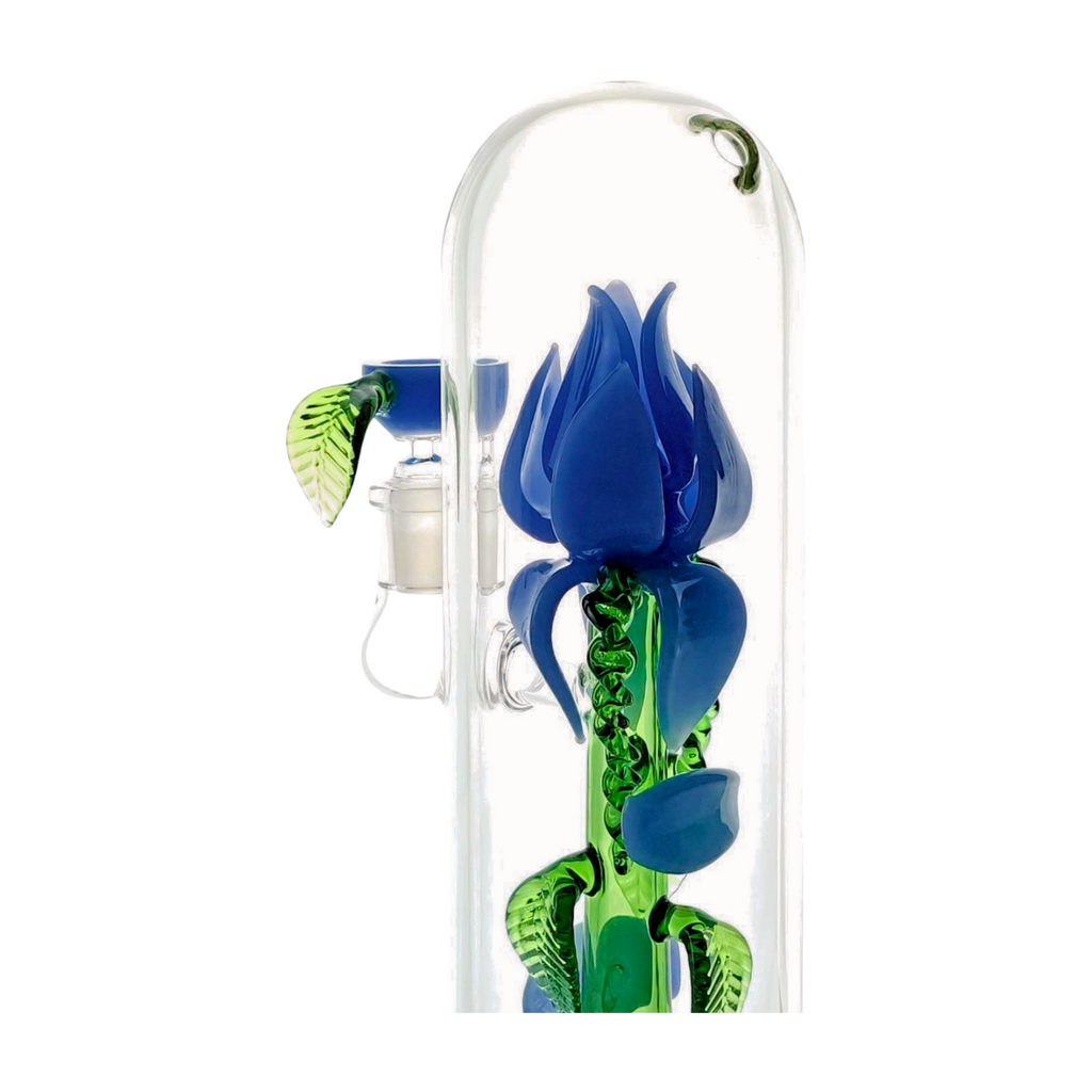 Rose Flower Bong Rig | 5mm Thick Glass, Showerhead Percolator | Available in Pink, Red, or Blue