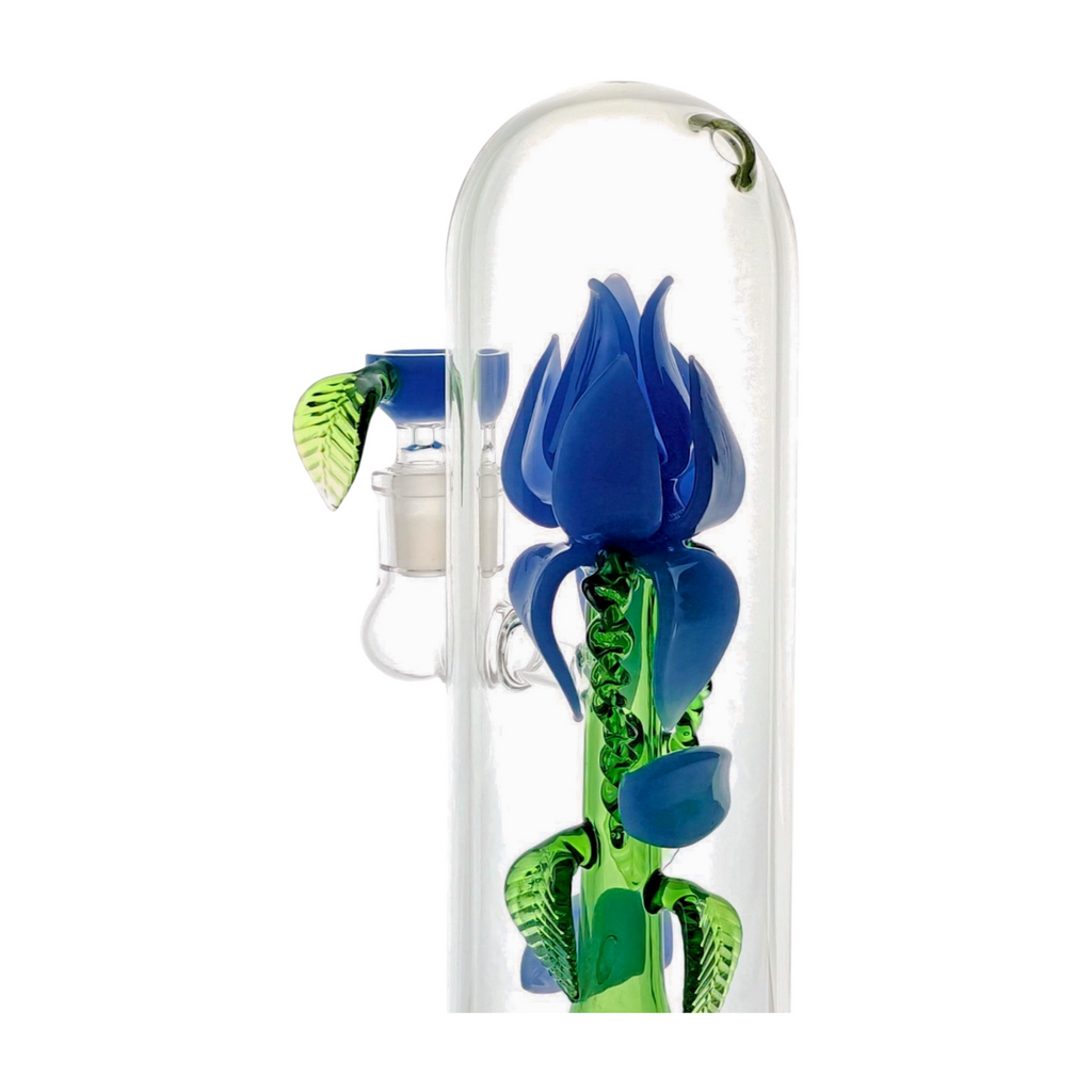 Rose Flower Bong Rig | 5mm Thick Glass, Showerhead Percolator | Available in Pink, Red, or Blue