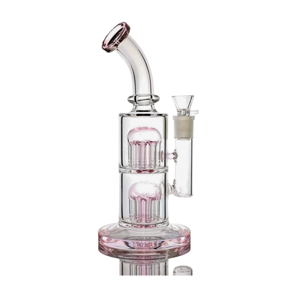 Thick Glass Dual Tree Percolator Bong Water Pipe - 11" Tall, 18mm Bowl