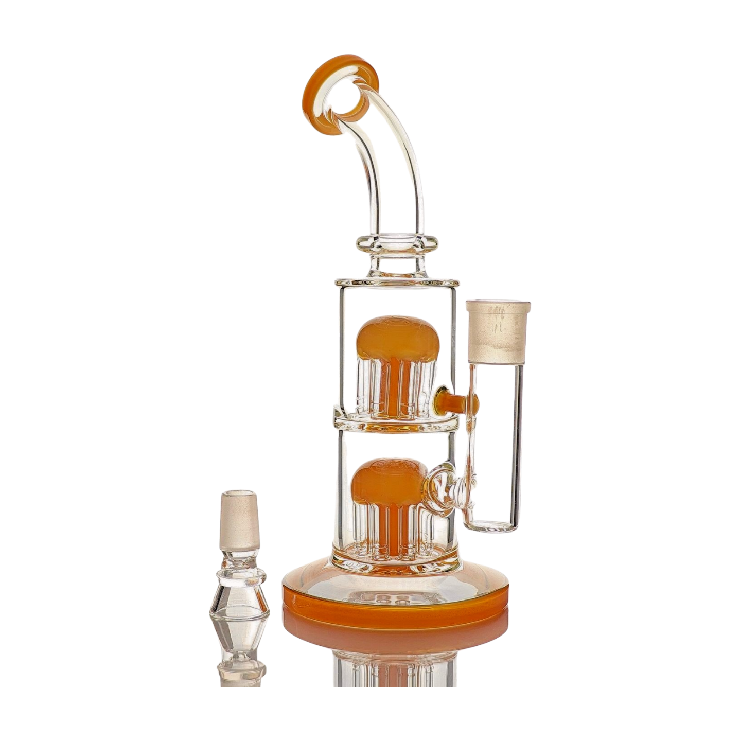 Thick Glass Dual Tree Percolator Bong Water Pipe - 11" Tall, 18mm Bowl