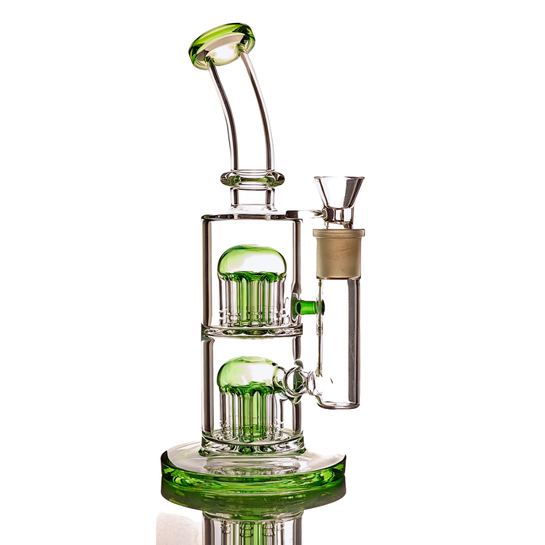 Thick Glass Dual Tree Percolator Bong Water Pipe - 11" Tall, 18mm Bowl