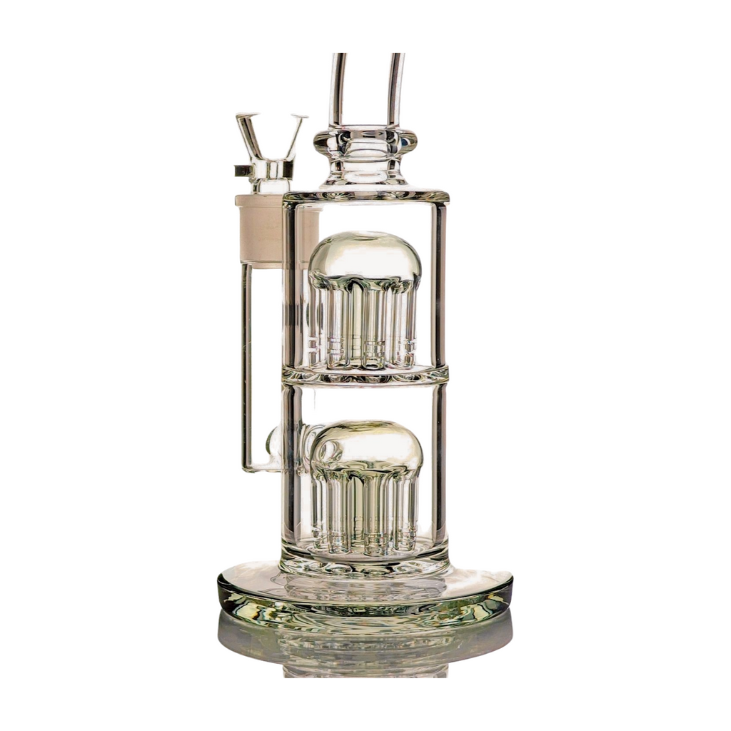 Thick Glass Dual Tree Percolator Bong Water Pipe - 11" Tall, 18mm Bowl