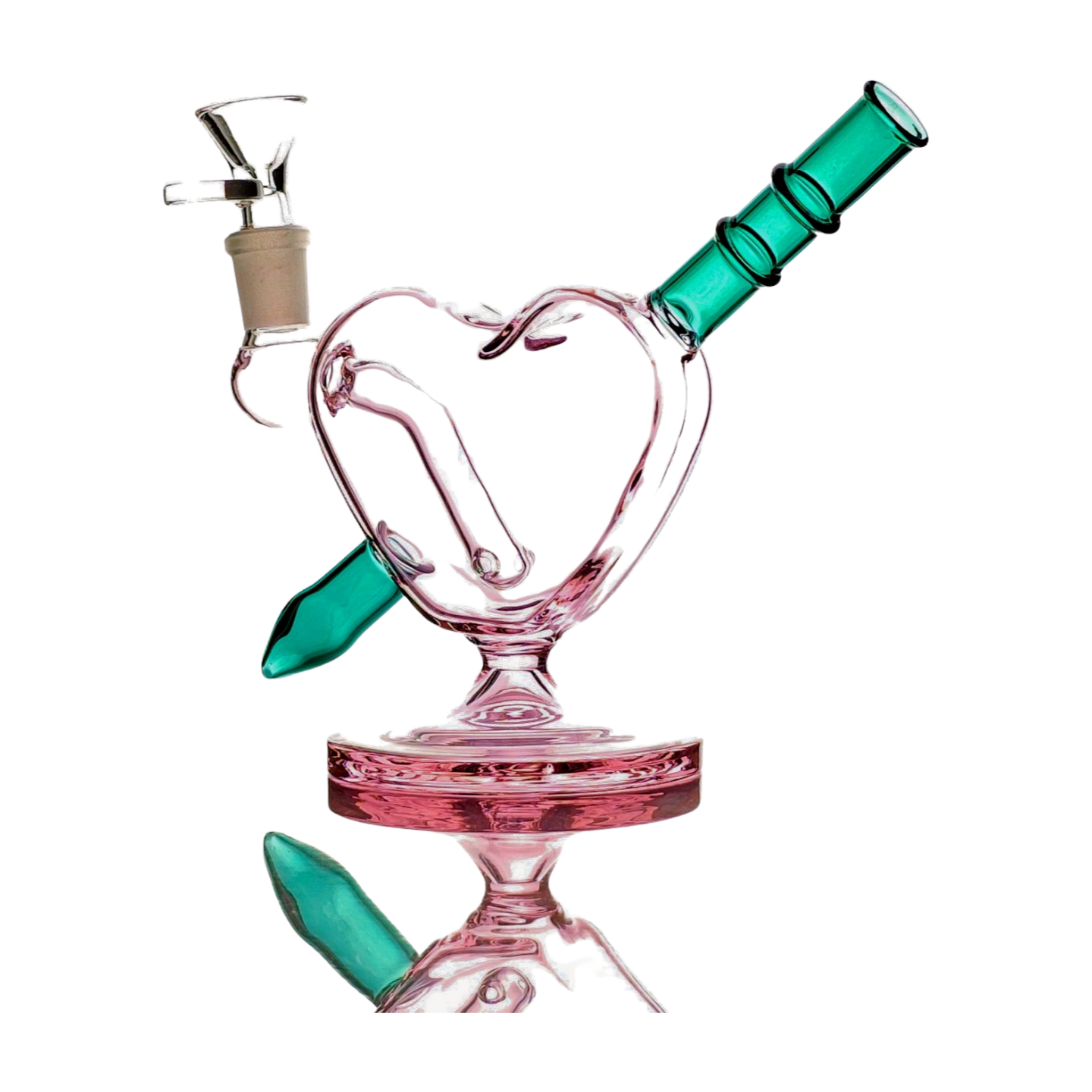 Arrow Through The Heart Bong Rig | Pink/Green, 14mm Bowl Included