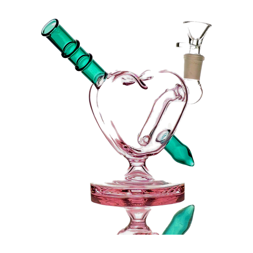 Arrow Through The Heart Bong Rig | Pink/Green, 14mm Bowl Included