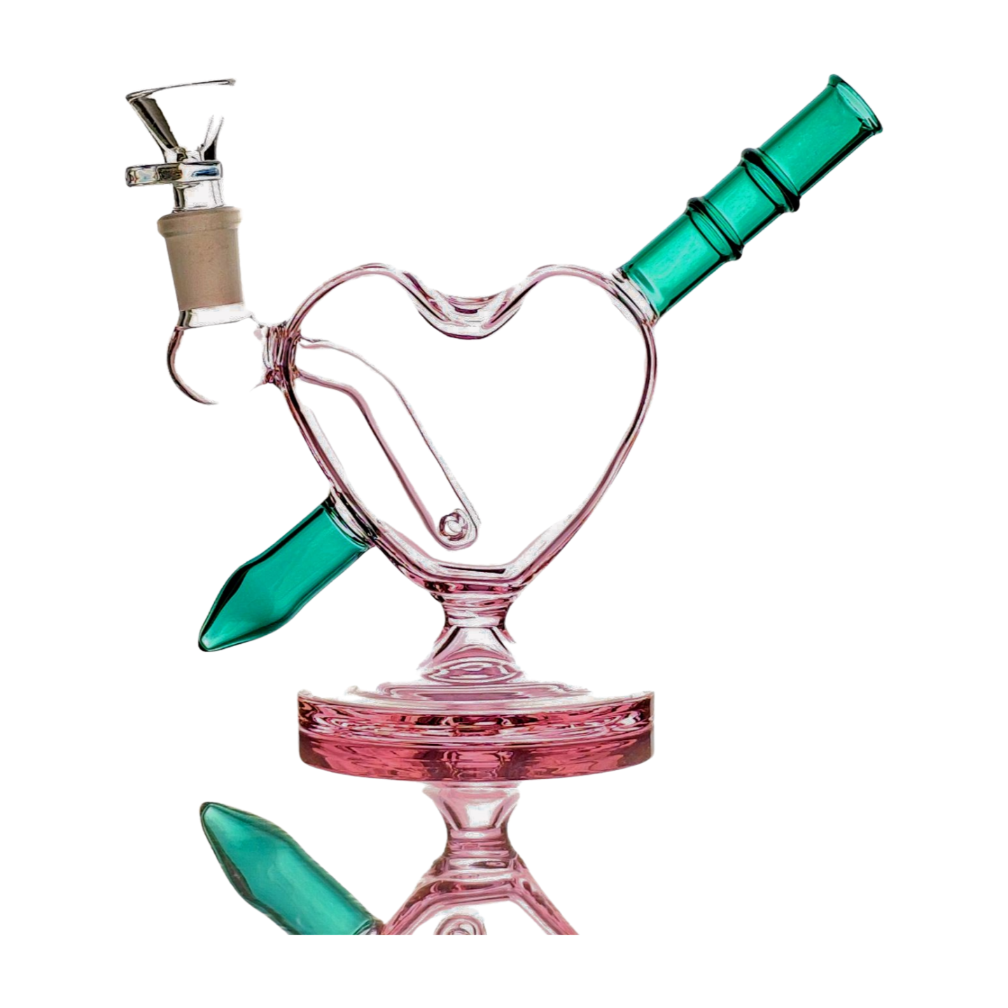 Arrow Through The Heart Bong Rig | Pink/Green, 14mm Bowl Included
