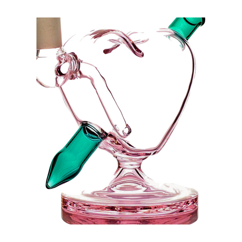 Arrow Through The Heart Bong Rig | Pink/Green, 14mm Bowl Included