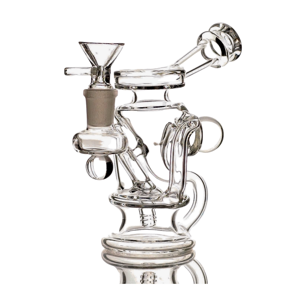 SKOVEN Glass Miniature Recycler Dab Rig | 5.5" Inches Tall, Built in Diffuser