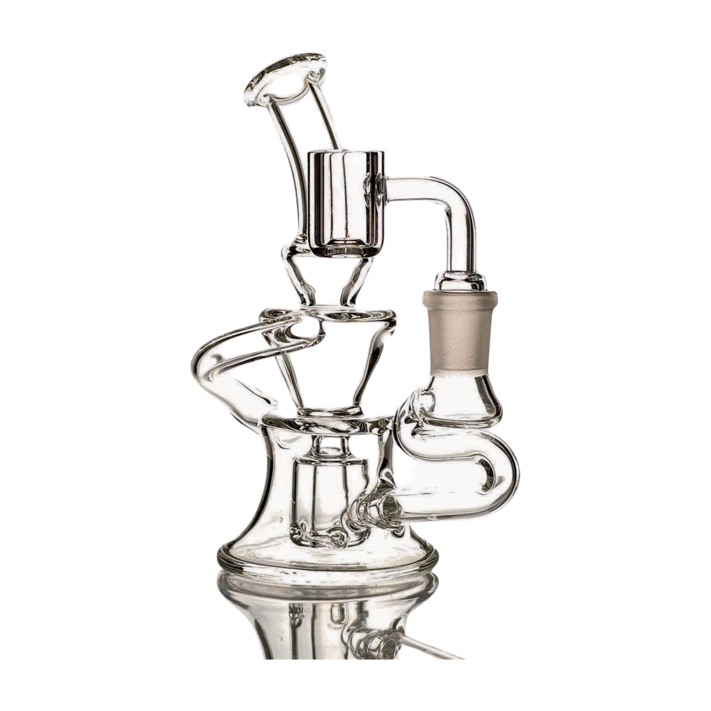 SKOVEN Glass Small Bent Neck Recycler Dab Rig | 7" Inches Tall, Built in Diffuser | From The 'Axis' Collection