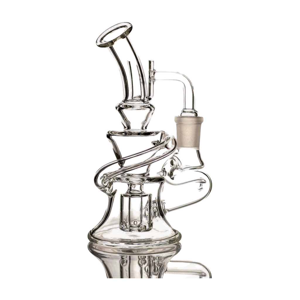 SKOVEN Glass Small Bent Neck Recycler Dab Rig | 7" Inches Tall, Built in Diffuser | From The 'Axis' Collection