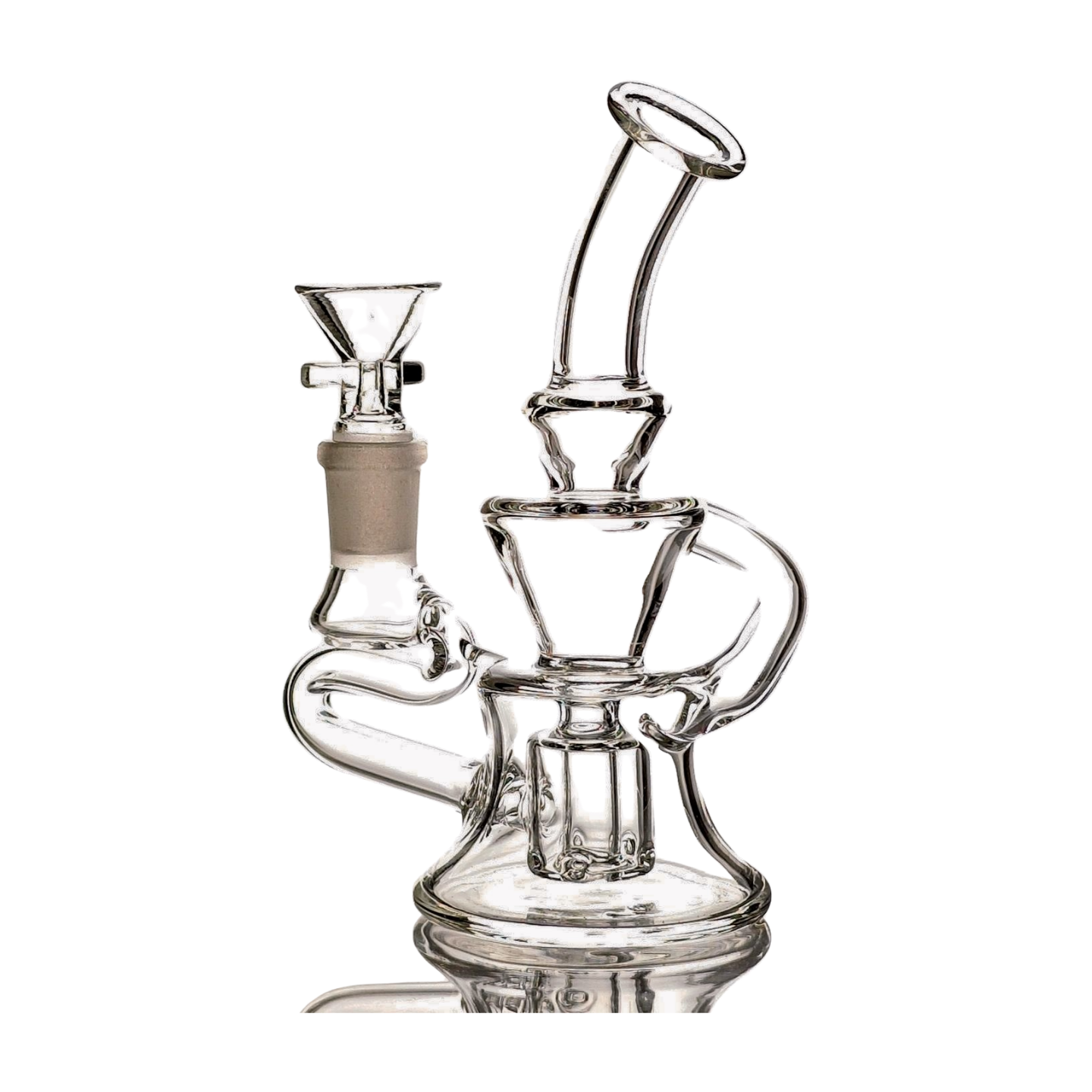 SKOVEN Glass Small Bent Neck Recycler Dab Rig | 7" Inches Tall, Built in Diffuser | From The 'Axis' Collection