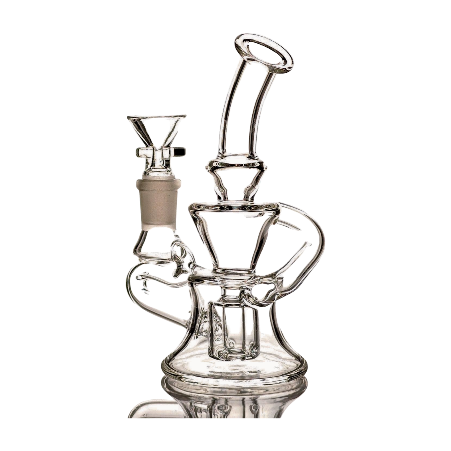 SKOVEN Glass Small Bent Neck Recycler Dab Rig | 7" Inches Tall, Built in Diffuser | From The 'Axis' Collection
