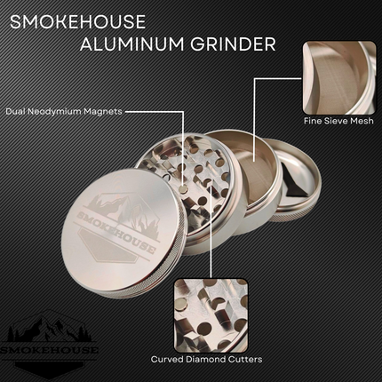Aluminum Tobacco Herb Four Piece Grinder & Shredder - Multiple Colors Available